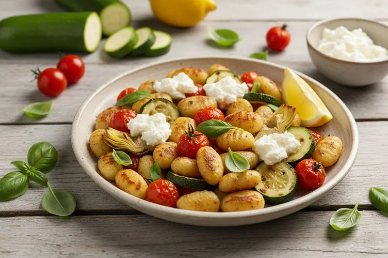 Gnocchi-uunipannu sitruunaricottan kera