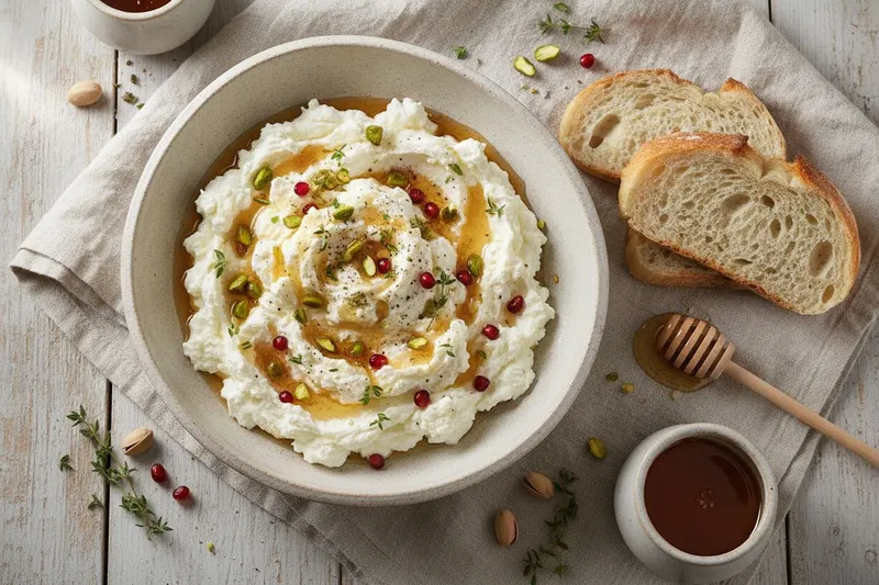 Vaahdotettu ricotta hunajalla