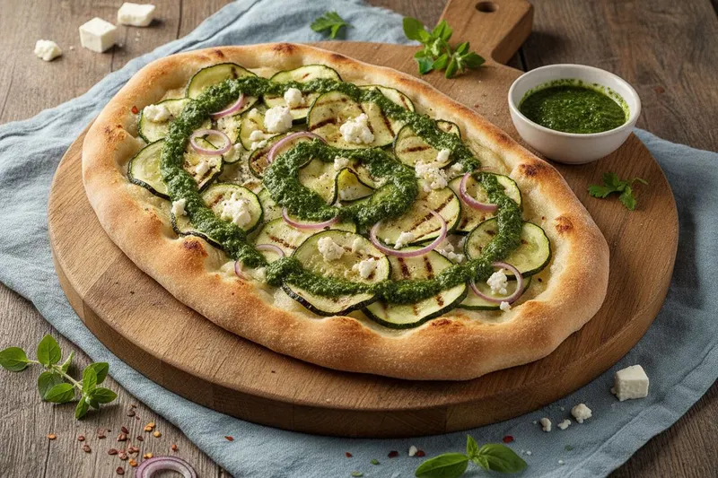Kesäkurpitsaflatbread chimichurrilla