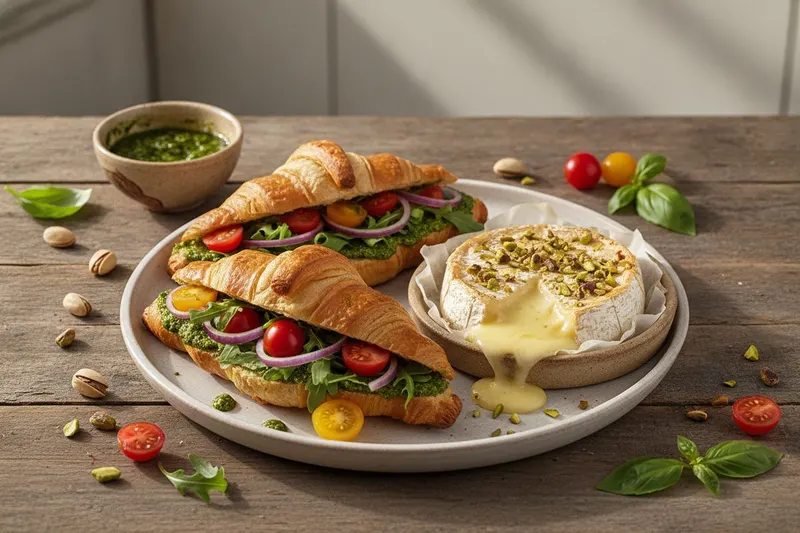 Pestocroissantit ja pistaasi-camembert