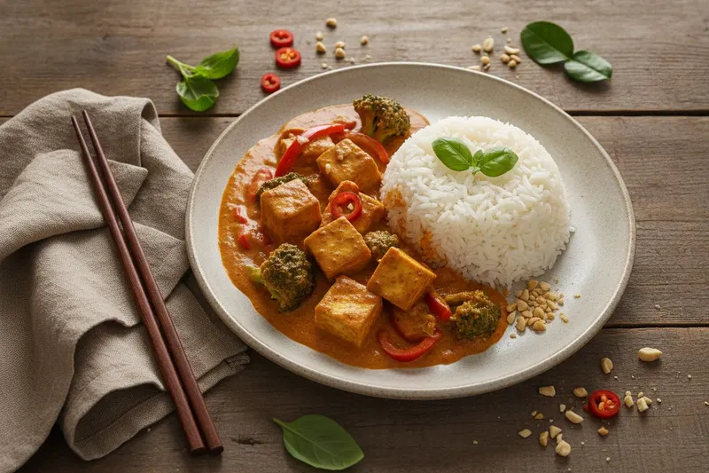Maapähkinävoi-panang curry tofulla