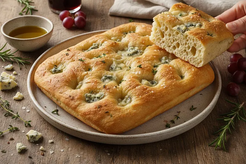 Sinihomejuusto-focaccia