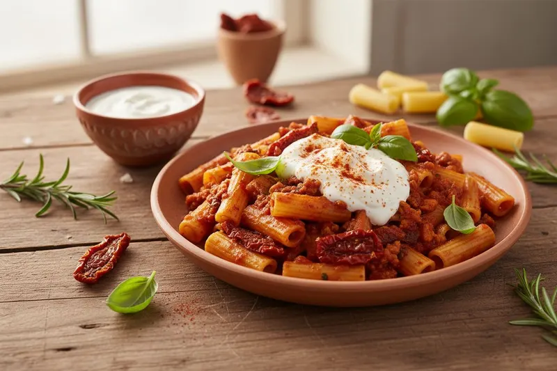 Turkkilainen vegepasta soijarouheella