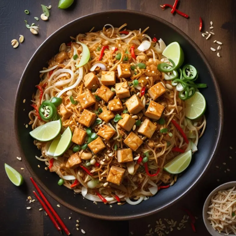 Vegaaninen Pad Thai riisivermiselleillä